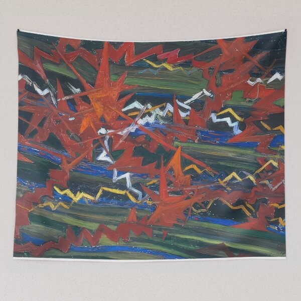 Item preview, Explosion of red on green designed and sold by NeonCanvasDream.