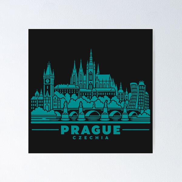 Item preview, Prague Czechia Line Art Skyline Poster designed and sold by CMYKStudio.