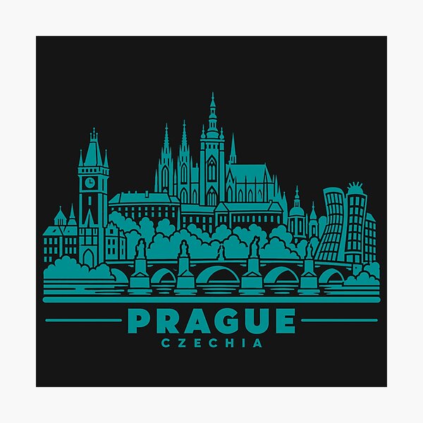 Item preview, Prague Czechia Line Art Skyline Poster designed and sold by CMYKStudio.
