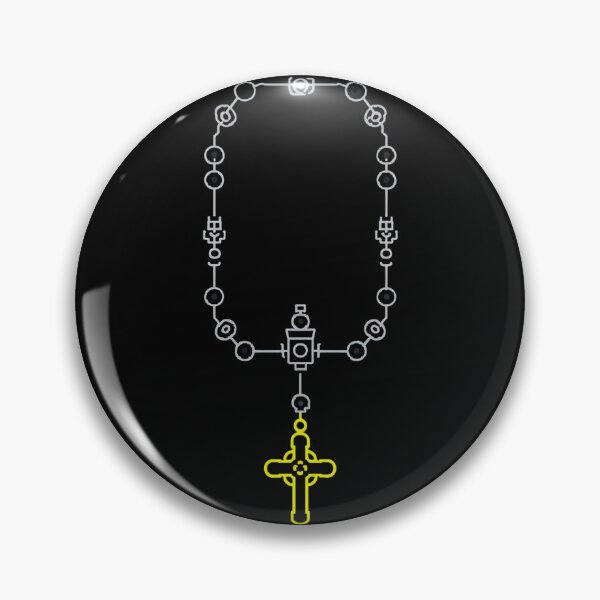 Item preview, Futuristic Rosary Necklace – Neon Tech Cross with Digital Symbols designed and sold by Alphakenon.