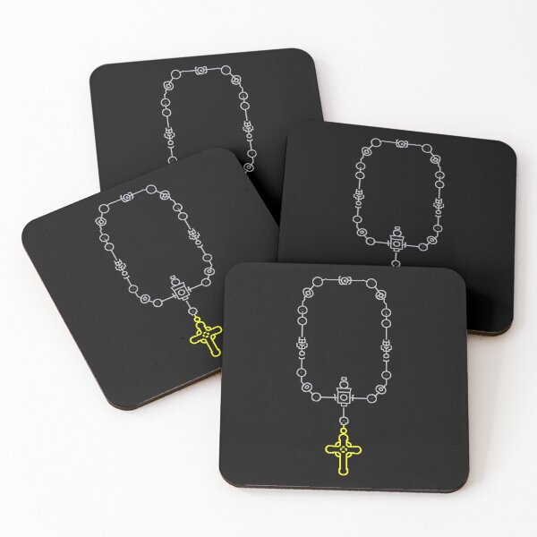Item preview, Futuristic Rosary Necklace – Neon Tech Cross with Digital Symbols designed and sold by Alphakenon.