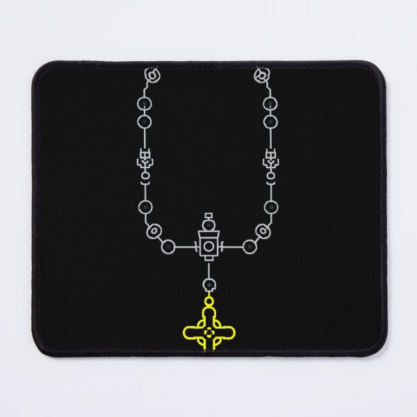 Item preview, Futuristic Rosary Necklace – Neon Tech Cross with Digital Symbols designed and sold by Alphakenon.