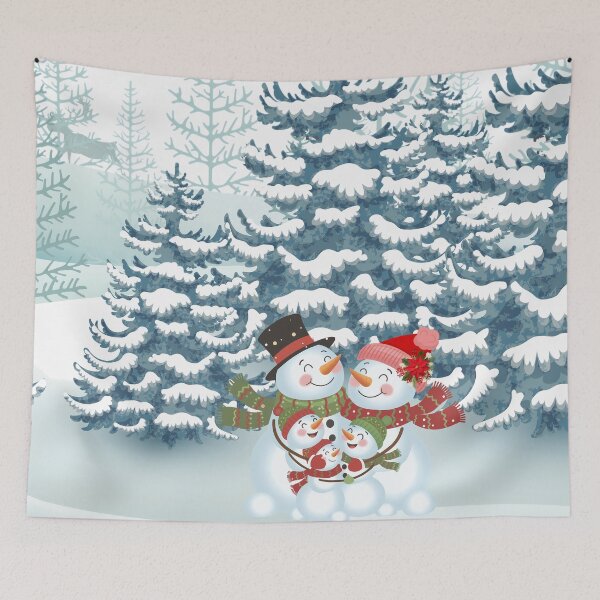 Item preview, Cute Snowman Family in Snowy Winter Forest Graphic Design designed and sold by VibranPalette.