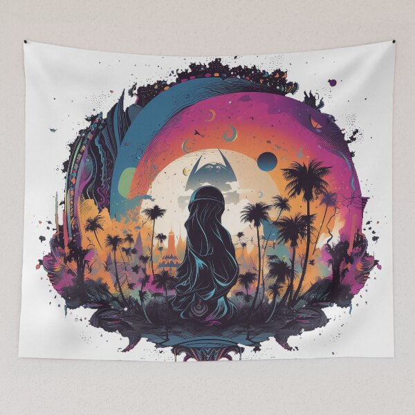 Item preview, Mystical Desert Oasis - Calm Surreal Sunset Landscape designed and sold by Alphakenon.