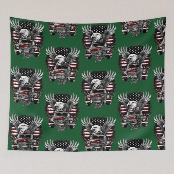 Item preview, Boho Style American Independence Day Design Eagle And Truck Front The Flag 805 designed and sold by AlisaHand11.