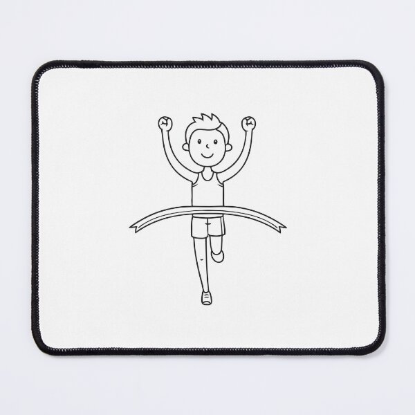 Item preview, Male runner crossing the finish line with arms up in doodle sketch designed and sold by rasagamastore.
