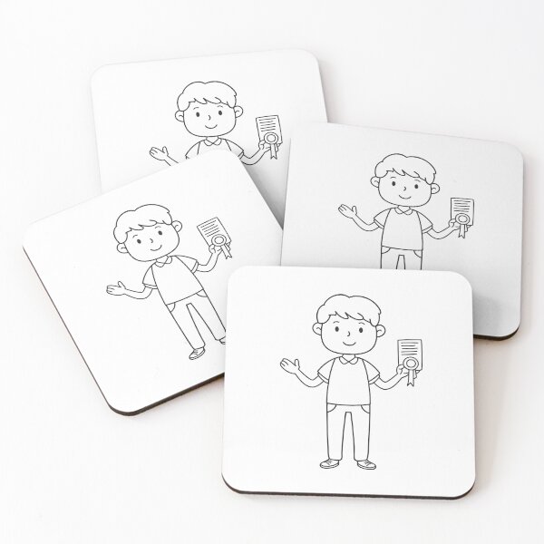 Item preview, Male student holding a certificate with both hands in doodle sketch designed and sold by rasagamastore.