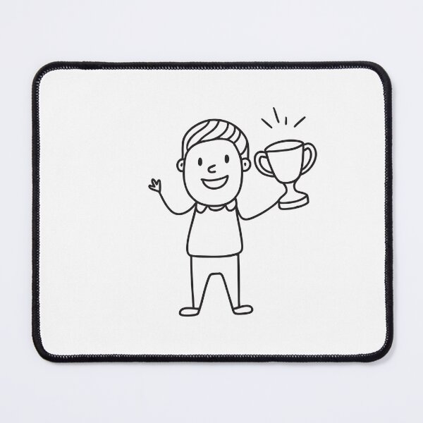 Item preview, Man holding a trophy with a big smile in doodle sketch designed and sold by rasagamastore.