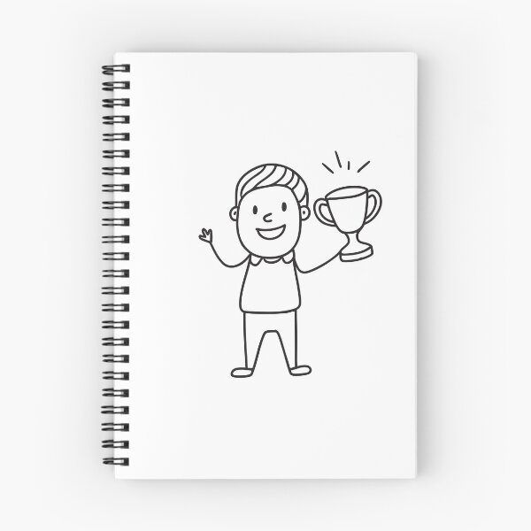 Item preview, Man holding a trophy with a big smile in doodle sketch designed and sold by rasagamastore.