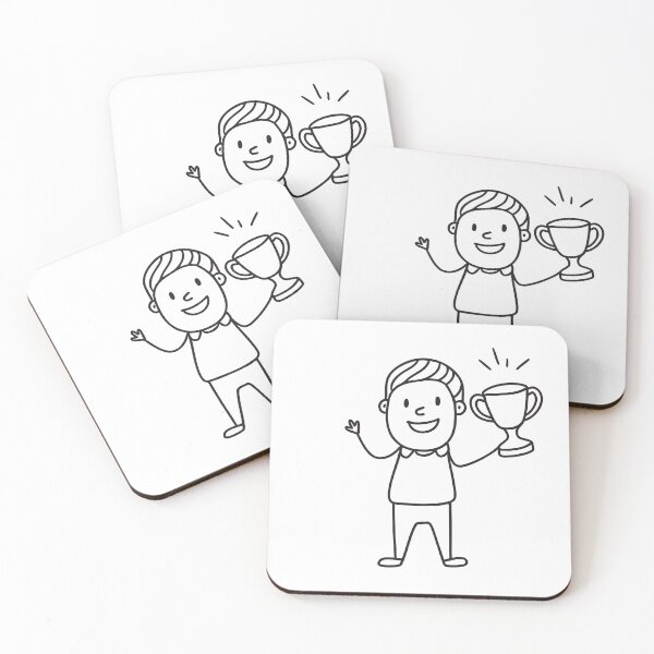 Item preview, Man holding a trophy with a big smile in doodle sketch designed and sold by rasagamastore.