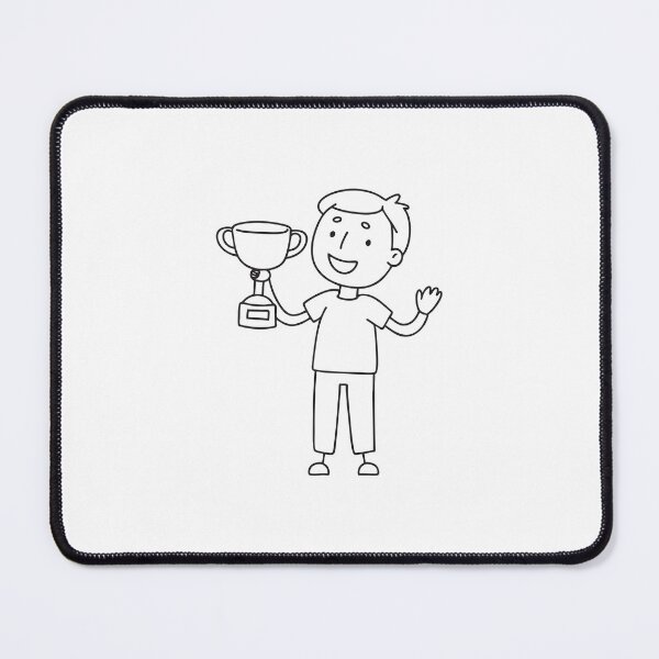 Item preview, Smiling man proudly lifting a trophy in doodle sketch designed and sold by rasagamastore.