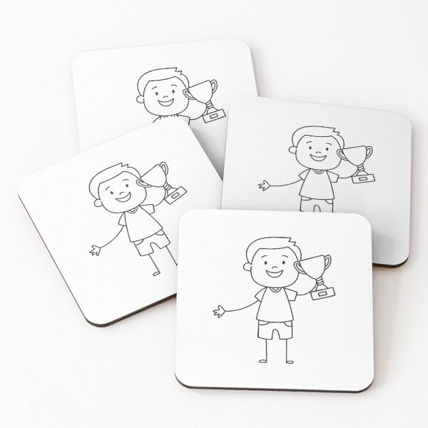 Item preview, Joyful man displaying a trophy with a wide grin in doodle sketch designed and sold by rasagamastore.