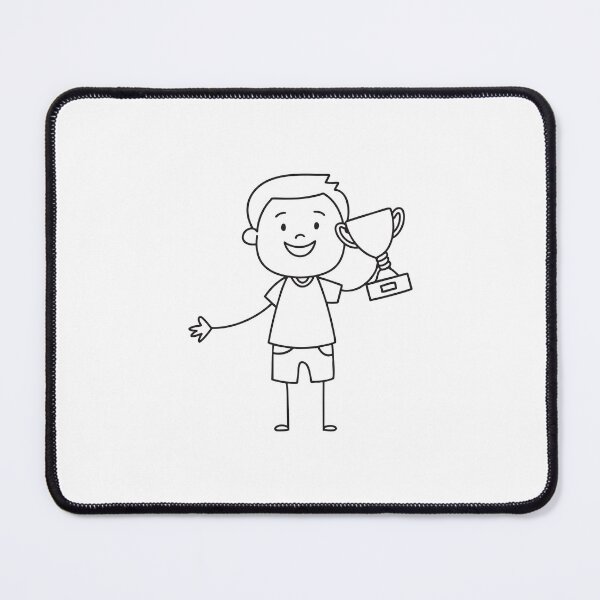 Item preview, Joyful man displaying a trophy with a wide grin in doodle sketch designed and sold by rasagamastore.