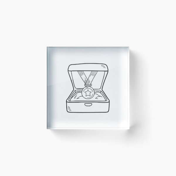 Item preview, Medal resting inside an open display case in doodle sketch designed and sold by rasagamastore.