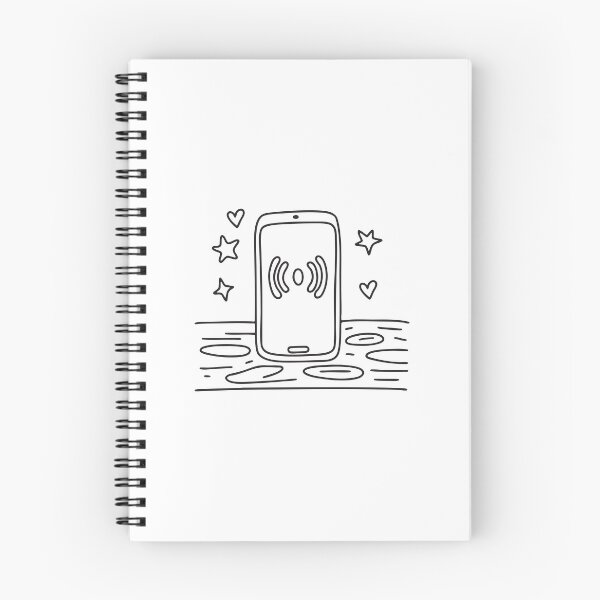 Item preview, Mobile phone vibrating on a wooden table in doodle sketch designed and sold by rasagamastore.