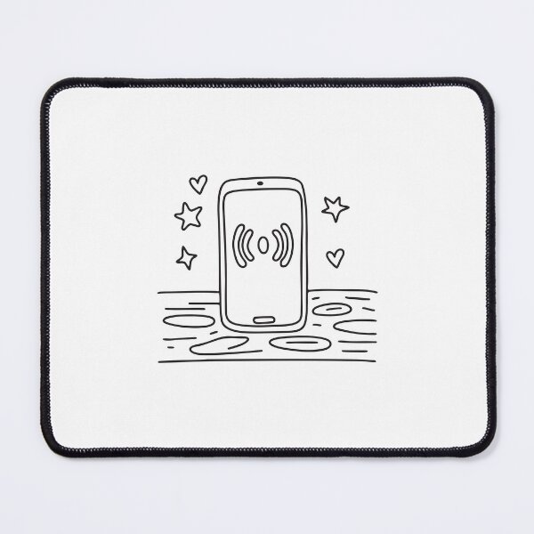 Item preview, Mobile phone vibrating on a wooden table in doodle sketch designed and sold by rasagamastore.