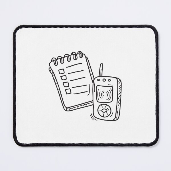 Item preview, Pager buzzing beside a notepad in doodle sketch designed and sold by rasagamastore.