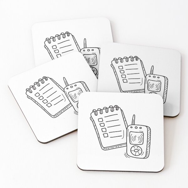 Item preview, Pager buzzing beside a notepad in doodle sketch designed and sold by rasagamastore.