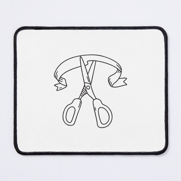 Item preview, Ceremonial ribbon sliced with scissors in doodle sketch designed and sold by rasagamastore.