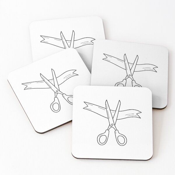 Item preview, Red ribbon being snipped during a ceremony in doodle sketch designed and sold by rasagamastore.