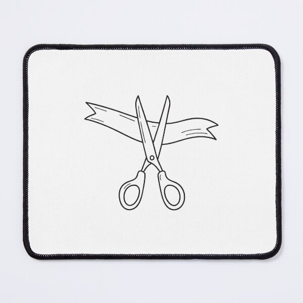Item preview, Red ribbon being snipped during a ceremony in doodle sketch designed and sold by rasagamastore.