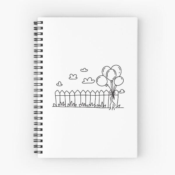 Item preview, Row of balloons tied to a fence in doodle sketch designed and sold by rasagamastore.