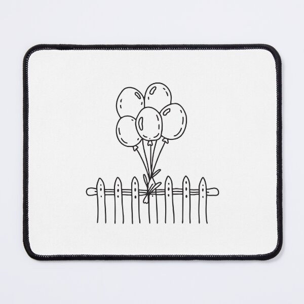 Item preview, Colorful balloons lined up along a fence in doodle sketch designed and sold by rasagamastore.