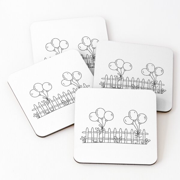 Item preview, Cluster of balloons fastened to a fence in doodle sketch designed and sold by rasagamastore.