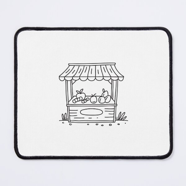 Item preview, Street market stall filled with assorted fruits in doodle sketch designed and sold by rasagamastore.
