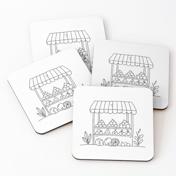 Item preview, Fruit stand packed with colorful produce in doodle sketch designed and sold by rasagamastore.