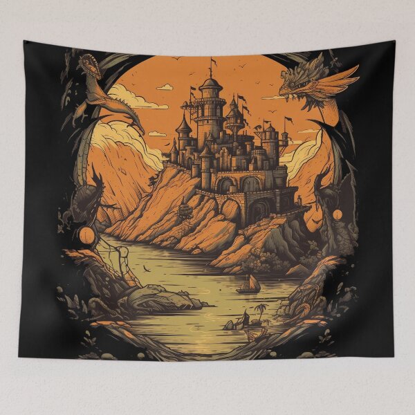 Item preview, Mystical Dragon Castle - Fantasy Fire-Breathing Beast Lair designed and sold by Alphakenon.