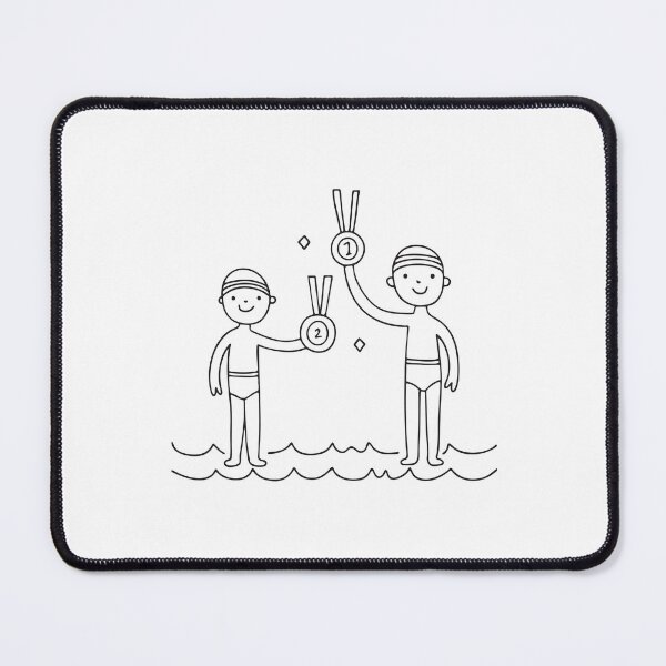 Item preview, Swimmer lifting a gold medal beside the pool in doodle sketch designed and sold by rasagamastore.