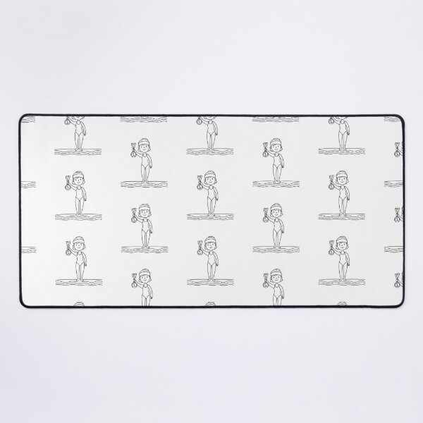 Item preview, Champion swimmer holding a medal near the pool in doodle sketch designed and sold by rasagamastore.