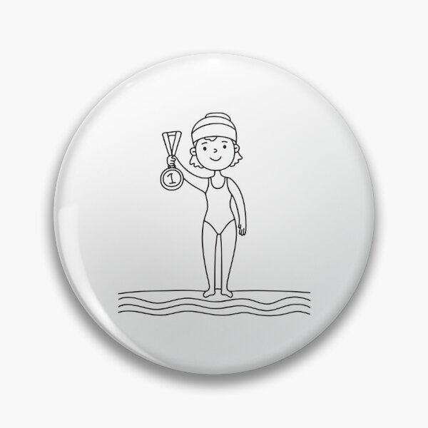 Item preview, Champion swimmer holding a medal near the pool in doodle sketch designed and sold by rasagamastore.