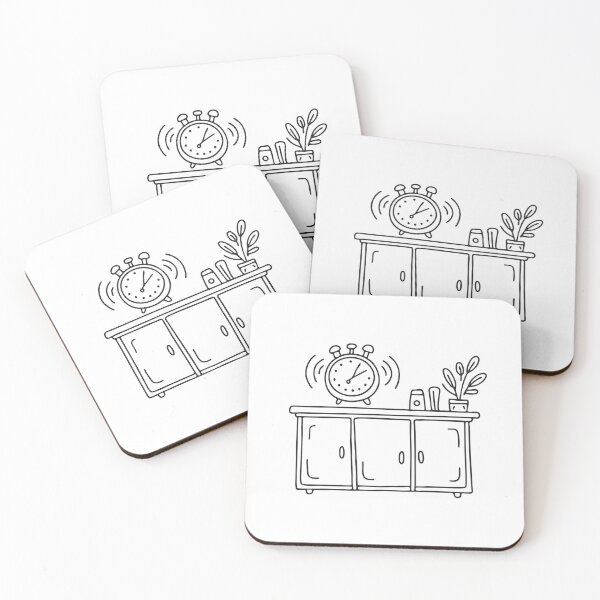 Item preview, Timer alarm shaking on a kitchen counter in doodle sketch designed and sold by rasagamastore.