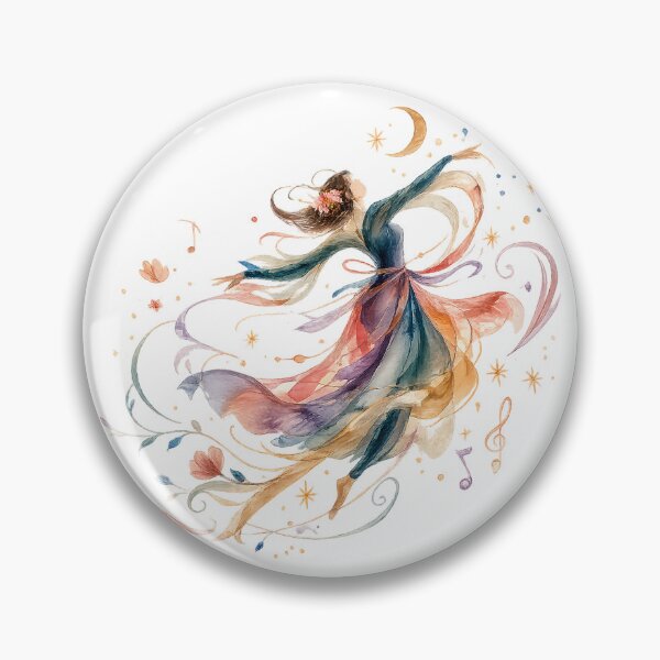 Item preview, Moonlit Melody Dancing Woman Watercolor Music Celestial Art Design designed and sold by inkoutninja.