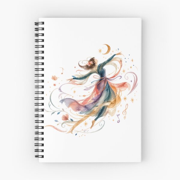 Item preview, Moonlit Melody Dancing Woman Watercolor Music Celestial Art Design designed and sold by inkoutninja.
