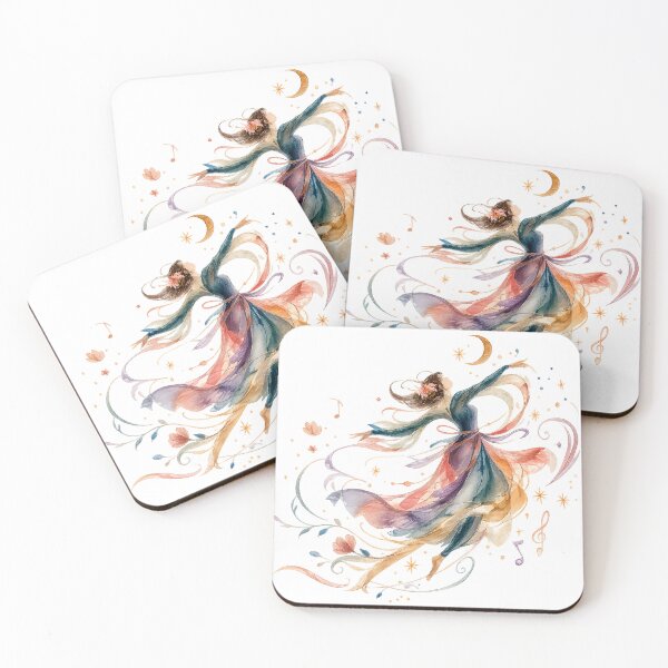 Item preview, Moonlit Melody Dancing Woman Watercolor Music Celestial Art Design designed and sold by inkoutninja.