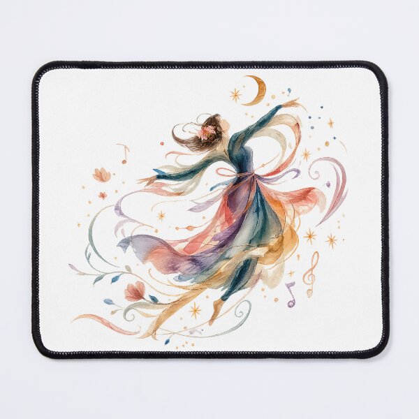 Item preview, Moonlit Melody Dancing Woman Watercolor Music Celestial Art Design designed and sold by inkoutninja.