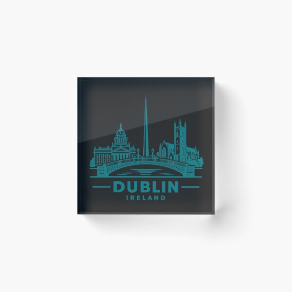 Aperçu de l'œuvre Affiche de la skyline de Dublin, Irlande (dessin au trait) créée et vendue par CMYKStudio.