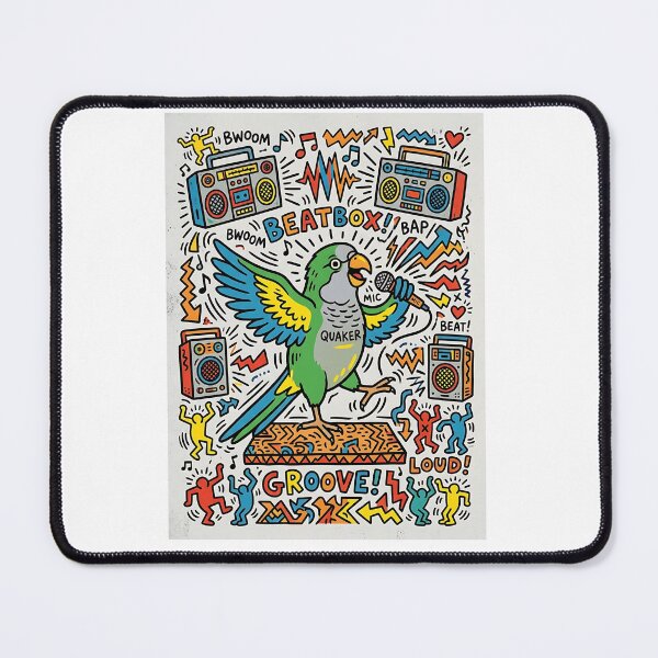 Item preview, Quaker Parrot Beatbox Artist designed and sold by PictoVibe.