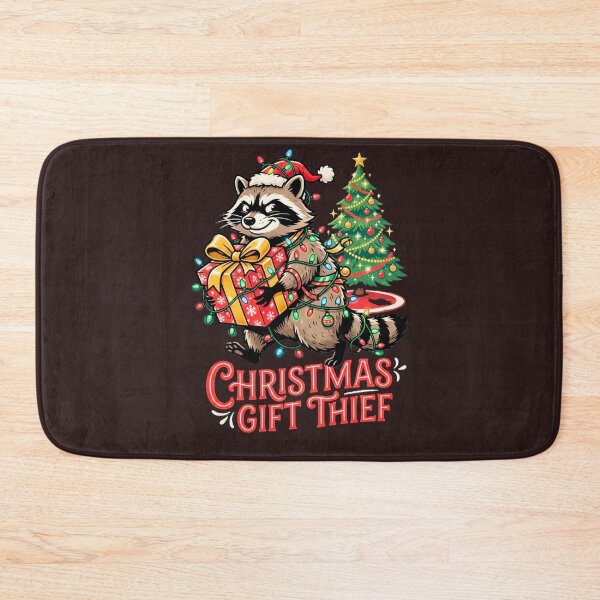 Item preview, Christmas Present Thief Raccoon Holiday Santa Hat Funny Mischief Design designed and sold by 519xdesign.