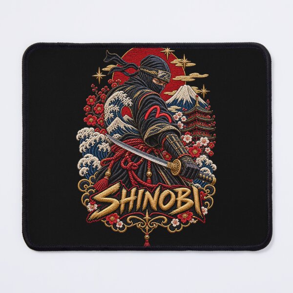 Item preview, Shinobi Ninja Embroidery – Japanese Warrior, Mount Fuji & Rising Sun Art designed and sold by Emoji Emblems.