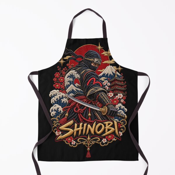 Item preview, Shinobi Ninja Embroidery – Japanese Warrior, Mount Fuji & Rising Sun Art designed and sold by Emoji Emblems.
