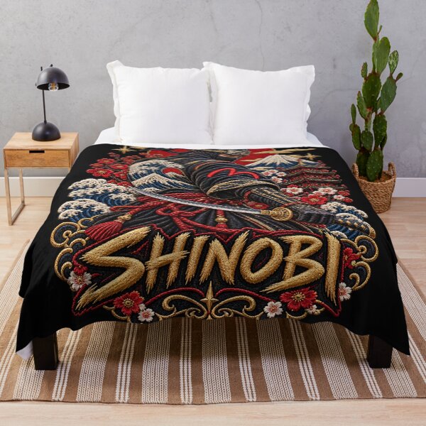 Item preview, Shinobi Ninja Embroidery – Japanese Warrior, Mount Fuji & Rising Sun Art designed and sold by Emoji Emblems.