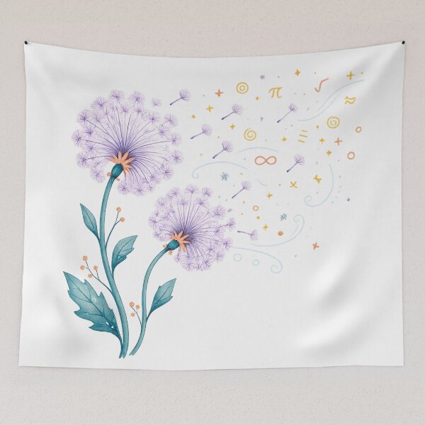 Item preview, Dandelion Mathematics Whimsical STEM Floral Equation Art Design Print designed and sold by inkoutninja.