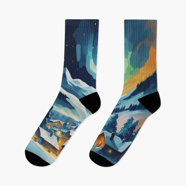 Item preview, Northern Village Under Aurora Skies designed and sold by Gustavo Navarro.