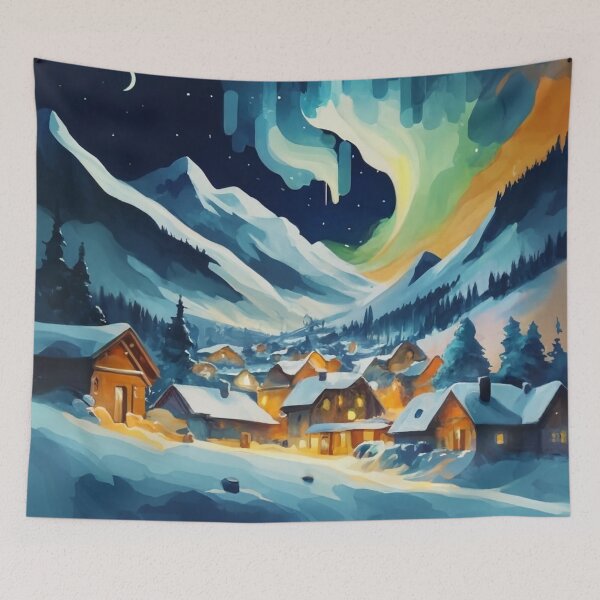 Item preview, Northern Village Under Aurora Skies designed and sold by Gustavo Navarro.