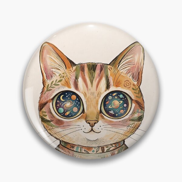 Item preview, Cosmic Galaxy Eyes Cat Vintage Floral Illustration designed and sold by ZahraaStudio.