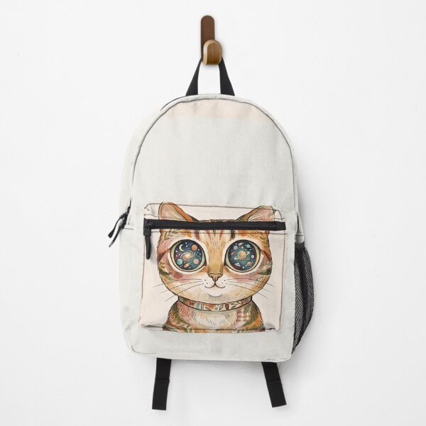 Item preview, Cosmic Galaxy Eyes Cat Vintage Floral Illustration designed and sold by ZahraaStudio.